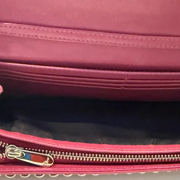 Christian Lady Dior Fuchsia Patent Leather Cannage Rendezvous Wallet Chain WOC - Picture 8 of 11